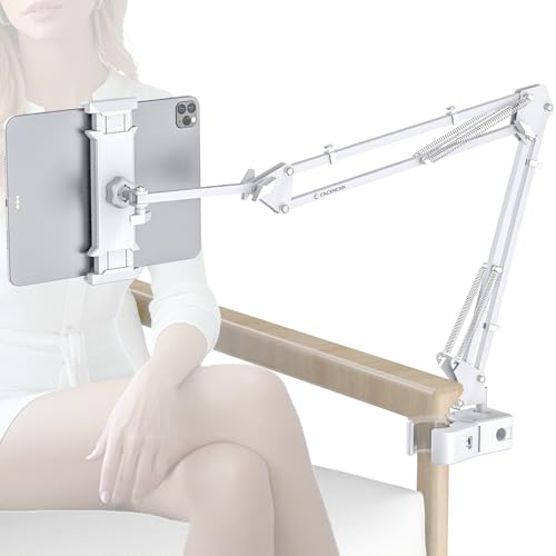 Gooseneck Phone Holder for Bed Desk, Tablet Stand Adjustable, Kindle iPad Holder for Phone Tablet Holder Mount fits iPhone Kindle 4-13" Device Valenties Day Gifts for Women (White (Clamp fo Tube)) - color: White (Clamp fo Tube)