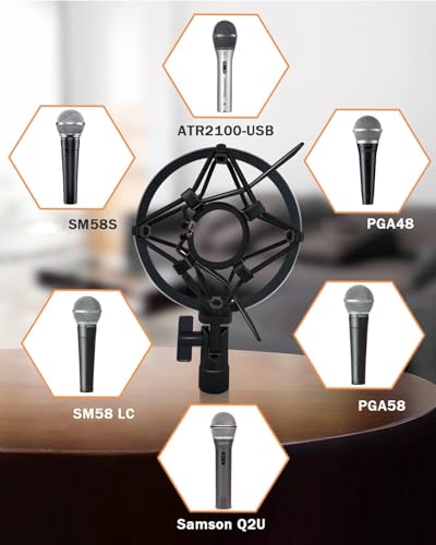 Microphone Shock Mount Mic Holder For Samson Q2U SM58 ATR2100-USB Behringer Xm8500, Mic Clip Holder Mount for Diameter 28mm-32mm Dynamic Microphone Like AT2005-USB PGA48 PGA58, Boseen