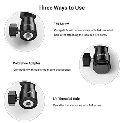SmallRig 1/4" Camera Hot Shoe Mount, Ballhead Tripod with Additional 1/4" Screw, 2pcs Pack - 2059 (Pack of 2) - size: 2pcs pack (Pack of 2)