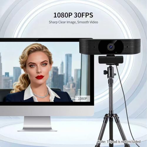 1080P Wireless Webcam for PC, Webcam with Noise-reducing Mic, 92°FOV，360° Rotation, Plug and Play, Wireless Camera Works with Skype, Zoom for Conference meetings, video calls (USB-powered Version) - color: Black
