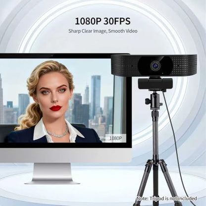 1080P Wireless Webcam for PC, Webcam with Noise-reducing Mic, 92°FOV，360° Rotation, Plug and Play, Wireless Camera Works with Skype, Zoom for Conference meetings, video calls (USB-powered Version) - color: Black