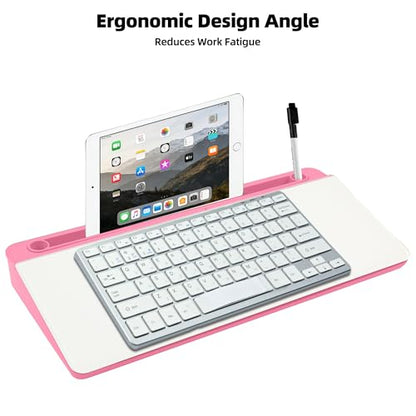 Desktop Whiteboard, Glass Dry Erase Board, Desk Board Buddy,Computer Keyboard Stand,Desk Whiteboard Organizer for Home,Office,School Supplies (Pink) - color: Pink