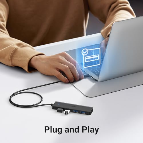 UGREEN USB 3.0 Hub, 4 Ports USB A Splitter Ultra-Slim USB Expander for Mouse, Keyboard, Flash Drive, U Disk, Printer Compatible with Laptop, Desktop PC, Xbox, PS5, and More 3.3FT - size: ['3.3 feet'], style: USB-A