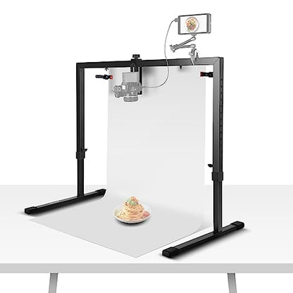 NEEWER Overhead Camera Mount Rig for Top Down Shots, Heavy Duty Steel Tabletop Mount Stand Multi Device Platform for Flat Lay Photography Lighting Cooking Drawing Crafts, For Desks≥3.3'/1m Long, ST100