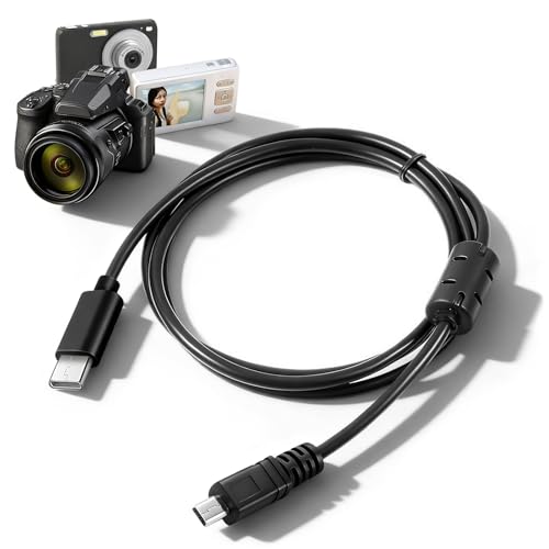 USB Picture Transfer Charge Cable 5FT, 480Mbps Data Durable Mini USB 8-Pin to Type-C Data Charging Charger Cord for Select Nikon Coolpix/DSLR Cameras for PC, iPhone 15, Smartphone, MacBook