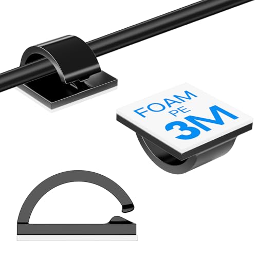 120Pcs Adhesive Cable Clips, Black Small, Cord Holder, Cord Clips for Dash cam, Ethernet Cable, Christmas Lights, USB, Phone Chargers, The Wall, Desk, nightstand, Car - color: Black