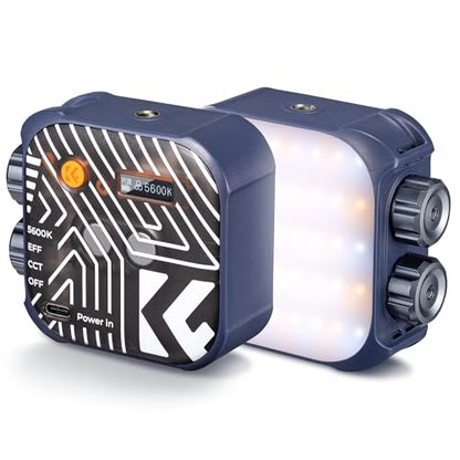 K&F CONCEPT Bi-Color LED Video Light, 2000mAh Rechargeable Portable Camera Lights, CRI 96+, 2500K-9900K, 15 Light Effects, Photography Lighting for Vlogging, Selfie, Blue - color: Blue