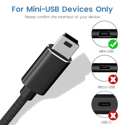 2-Pack Camera Mini USB Cable Data Transfer Cord for Canon EOS Rebel T5i T6 T6i T7, USB and USB C to Mini USB Cable Compatible with Select Powershot and Vixia DSLR Camcorders, 3.3ft