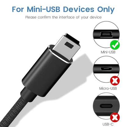 2-Pack Camera Mini USB Cable Data Transfer Cord for Canon EOS Rebel T5i T6 T6i T7, USB and USB C to Mini USB Cable Compatible with Select Powershot and Vixia DSLR Camcorders, 3.3ft