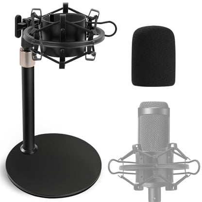 Audio Technica Mic Stand AT2020 with Shock Mount Foam Windscreen, AT2020 Microphone Stand with Pop Filter Shock Mount for Audio Technica AT2020 AT2020USB+ AT2035 ATR2500 Condenser Microphone