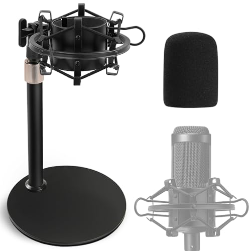 Audio Technica Mic Stand AT2020 with Shock Mount Foam Windscreen, AT2020 Microphone Stand with Pop Filter Shock Mount for Audio Technica AT2020 AT2020USB+ AT2035 ATR2500 Condenser Microphone