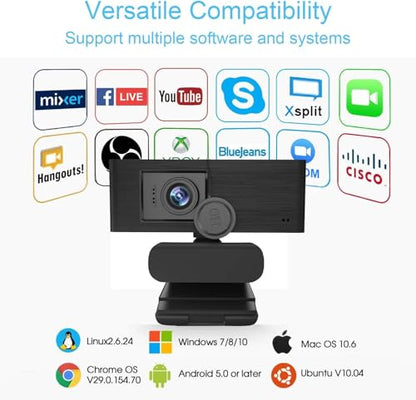 Anivia Upgraded Full HD 1080P Webcam with USB Plug, Privacy Cover- Computer Web Camera for Video Calling and Recording, PC Desktop or Laptop, Wide Angle 1080p Streaming Camera