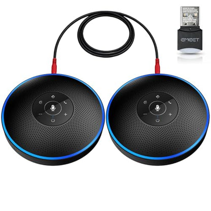 EMEET Bluetooth Speakerphone - Daisy Chain/Use Alone up to 16 attendees, M220 Professional Wireless Speakerphone 360°Voice Pick-up 8 AI Noise Cancellation Mics Skype Speakerphone for Conference Calls - style: M220-16 People