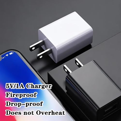USB Wall Charger Power Supply 5V1A Charging Block 5W USB Charger Block with Compact Design 5 volt 1amp(1000mA) Adapter Plug for Small Appliances Such as Small Table Lamps/Kids Electric Toys/Smartwatch - color: 5v1a black