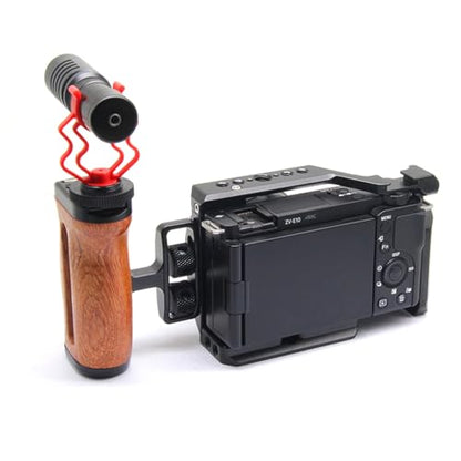 Adjustable Left/Right Camera Cage Handle, Wooden Side Handle Handgrip for EOS RP/A7ii/A7iii/EOS R50/EOS R100/A6700/Z6 ii/Z6 iii/Z7 ii/A7M4/ZV-E10/ZV-E10 ii Cam Cage