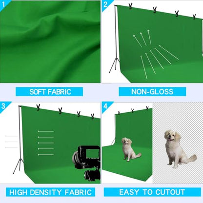 ISSUNTEX 9X15 ft Background Polester Backdrop, Photo Studio, Collapsible High Density Screen for Video Photography and Television-Green - color: Green