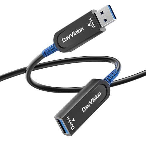 USB 3.2 Extension Cable 50 FT, Fiber Optic USB Cable 10Gbps Male to Female, Ultra Long Distance for Business Solution,Security Surveillance,VR/AR,Video Conference,3D Scanning,Machine Vision - size: 50FT(Male to Female), style: 1 Pack