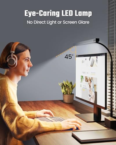 SUPERDANNY LED Desk Lamp for Office Home, Eye-Caring Desk Light with Adjustable Gooseneck, 12W Touch Control Dimmable Brightness, Architect Clamp Lamp with USB Adapter, Grey - color: Gray, size: Desk Clamp