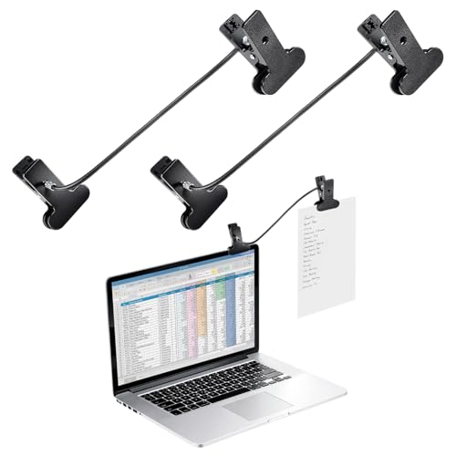 2 Pcs Paper Holder for Typing, Mini Clip On Document Holder Laptops and Monitors Copyholder Small Document Paper Stand for Desk Typing Compact Office Supplies, Black