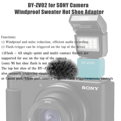 Camera Hot Shoe Wind Muff Adapter Compatible with Sony Zv-1,Zv-1 Ii,Zv-E10,Av-E10M2 and Zv-E1 Accessories Multi-Functional Mic Flash Mount Compatible with External Flash Attachment(1PCS)
