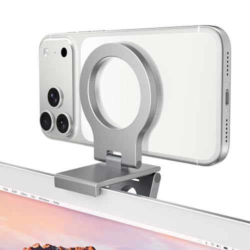 Itramax Continuity Camera Mount for iMac&Desktop Monitor,Magnetic iPhone Webcam Stand,Adjustable Phone Webcam Holder for MagSafe iPhone 17 Pro/16/15/14/13/12/11/XR/XS,Mac,Apple TV 4K,Studio Display - color: Standard-Gray