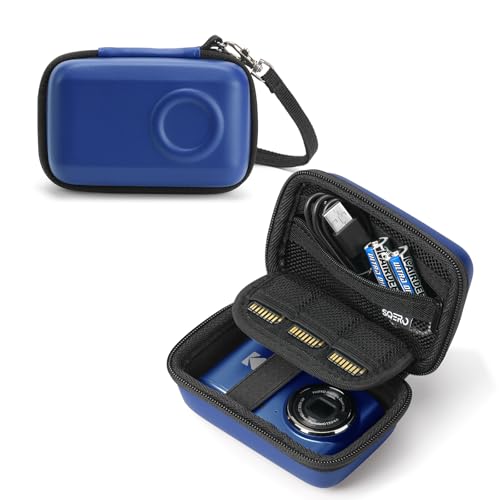 SQERO Digital Camera Case for KODAK PIXPRO FZ45 FZ55 & CAMKORY 1080P - Compact Travel Bag with 3 SD Card Slots, Small Lightweight Pouch, Cute Gifts for Adults Kids - color: blue