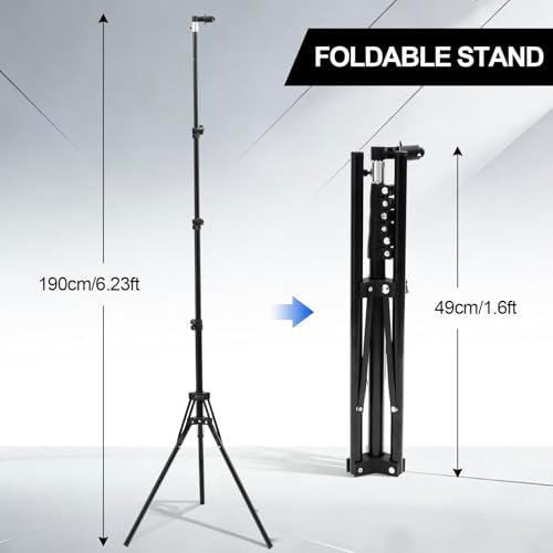 Tingjoo 2 Pack Foldable Photo Backdrop with Stand, 3.3 x 5 ft Double Sided Green Blue Black White 2 in 1 Screen, Portable Photo Backdrop and Stand Kit for Headshot, Video Recording, Live Streaming