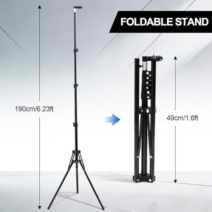 Tingjoo 2 Pack Foldable Photo Backdrop with Stand, 3.3 x 5 ft Double Sided Green Blue Black White 2 in 1 Screen, Portable Photo Backdrop and Stand Kit for Headshot, Video Recording, Live Streaming