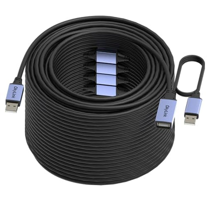 OkyLink Active USB 2.0 Extension Cable A to A, Male to Female 160ft(50M) | 480Mbps Signal booster cord, compatible with printer, mouse, keyboard, scanner, camera - size: 160ft (50m)
