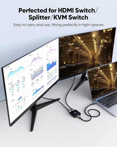 Short HDMI Cable 6 inch 2-Pack 10K 8K , HDMI 2.1 Cable 0.5FT 48Gbps Ultra High Speed Nylon Braided Cord with 8K@60Hz 4K@120Hz, eARC, HDR10+, DTS:X, 3D for HDTV/HDMI Switch/Laptop/Blu-Ray/Monitor/PS5 - size: 0.5FT