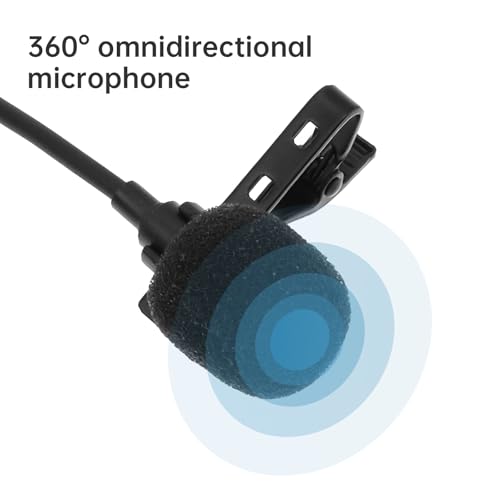 RTNLIT Lavalier Lapel Microphone - 3.5mm Omnidirectional Condenser Mic, Clip On Mic for Smartphones, Noise Cancelling for Podcast, YouTube, Vlogging, Asmr