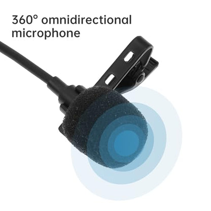 RTNLIT Lavalier Lapel Microphone - 3.5mm Omnidirectional Condenser Mic, Clip On Mic for Smartphones, Noise Cancelling for Podcast, YouTube, Vlogging, Asmr