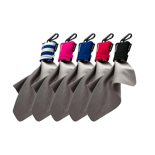 SPUDZ Ultra Variety Pack | Five 6" x 6" Microfiber Towels w/Neoprene Pouches | Premium Microfiber Cleaning Cloths for Laptops, Lenses, Cameras, Screens, and More | 5 Color Variety Pack (General) - color: Ultra 6 X 6 - General (5 Pack)