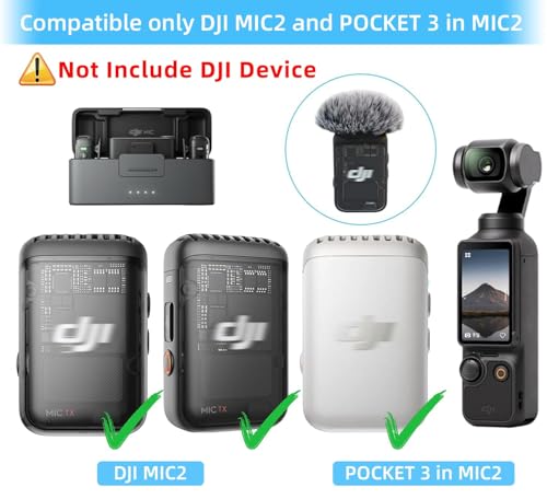 4 Packs Microphone Windscreen Compatible with DJI MIC 2/ OSMO POCKET 3, Microphone Furry Wind Muff (Not for DJI Mic 1) -Grey - color: gray-4 pcs