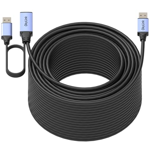 OkyLink Active USB 2.0 Extension Cable A to A, Male to Female 130ft(40M) | 480Mbps Signal booster cord, compatible with printer, mouse, keyboard, scanner, camera - size: 130ft (40m)