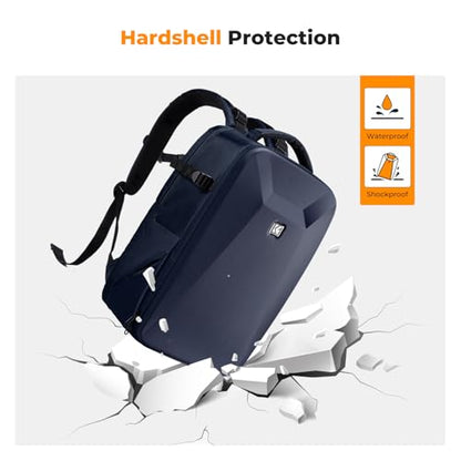 K&F CONCEPT Camera Backpack,Hardshell Photography DSLR Camera Bag with 15-15.6 Inch Laptop Compartment Hard Shell Camera Case Compatible with Canon/Nikon/Sony/DJI Mavic Drone - color: Deep Blue