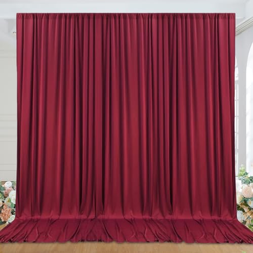 10ft x 10ft Wrinkle Free Maroon Backdrop Curtains for Parties, 2 Panels Silky Polyester Photo Backdrop Drapes for Wedding Birthday Christmas Photography Background Stand - color: Maroon, size: 10ftx10ft