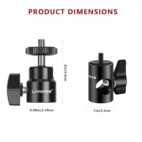Rapid Adapter Convert with 1/4" Screw Mini Ball Head, 16mm Light Stand Mount Adapter for Studio Monitor Stand, Camera Mount, Photo Studio Photography Light Stand