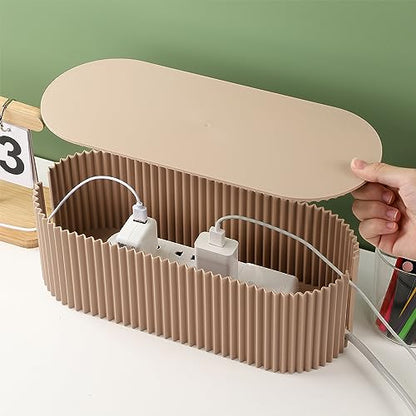Large Cable Organizer Box for Power Strips, Surge Protectors, Chargers, TV Computer Wires - White - color: White