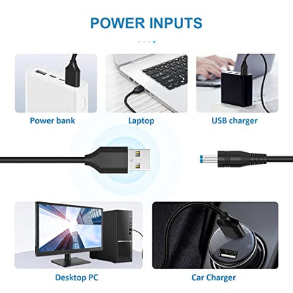 Powseed 5V Universal DC Power Cable, USB to DC Charging Cord with 13pcs Adapter Plugs for Webcam Router, Recorder, Bluetooth Speaker, Scanner, DVR, Hard Disk Box, USB-HUB etc.