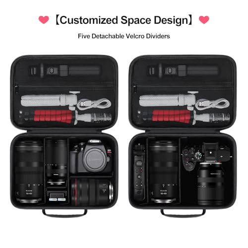 Case for Canon T7/ R100/ KODAK AZ528/ Sony ZV-E10/ Alpha 6700/ A6400 Camera | Canon T7/ R100/ KODAK AZ528/ Sony ZV-E10/ Alpha 6700/ A6400 Camera Carrying Case, Lens Accessories Hard Travel Bag, Black - color: Dark Black
