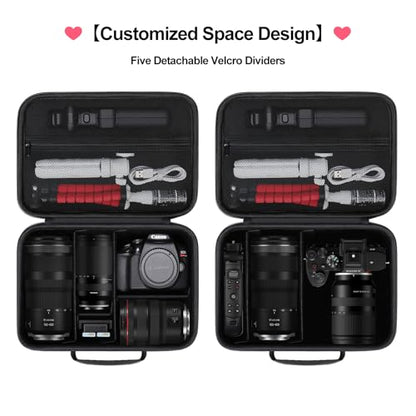 Case for Canon T7/ R100/ KODAK AZ528/ Sony ZV-E10/ Alpha 6700/ A6400 Camera | Canon T7/ R100/ KODAK AZ528/ Sony ZV-E10/ Alpha 6700/ A6400 Camera Carrying Case, Lens Accessories Hard Travel Bag, Black - color: Dark Black
