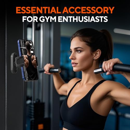 Magnetic Phone Holder for Gym, 360° Adjustable | Gym Phone Mount with Strong Magnet Base, Compatible with All Smartphones - size: A- Magnet Phone Holder