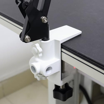 RTNLIT Desk Lamp Clamp, 1/2 inches 4 Hole Metal Table Mounting Clamp, Universal C Clamp for Magnifying Light/Microphone/Boom Scissor Arm, Fits up to 2-1/2 inches Desktop Thickness(White) - color: White