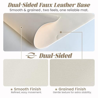 JJPRO Dual-Layer Dry Erase Desk Mat,Large Multi-Use Dry Erase Desk Calendar,Erasable Desk Pad,Double-Sided Faux Leather Desk Pad,Reusable Large Mouse Pad for Office, Home - Eggshell -16"x34" - color: Eggshell