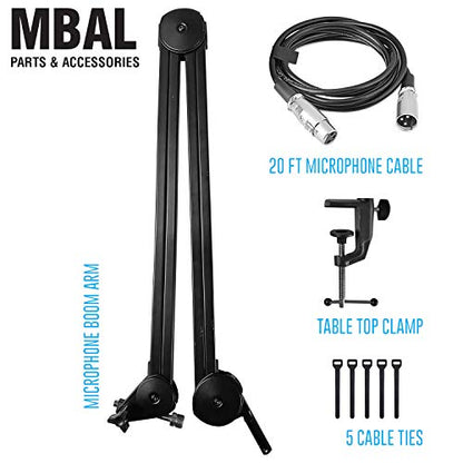 AxcessAbles Heavy Duty Mic Boom Arm 3.3ft Extension with 6ft XLR Cable & Ties | 5LB Capacity | Microphone Arm Desk Mount | Perfect for Gaming, Streaming & Pod Cast