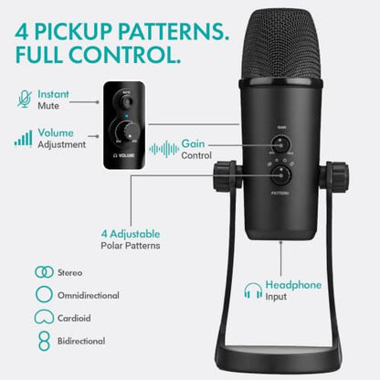 Movo 2-Person USB Podcast Bundle – 2 Condenser Mics, Case, and USB Hub | Plug-And-Play, No Drivers: Zoom, OBS, Audacity, Mac & Windows. Headphone Monitoring. For Interviews, Streaming, Classrooms. - style: with 2 Mics (Black)