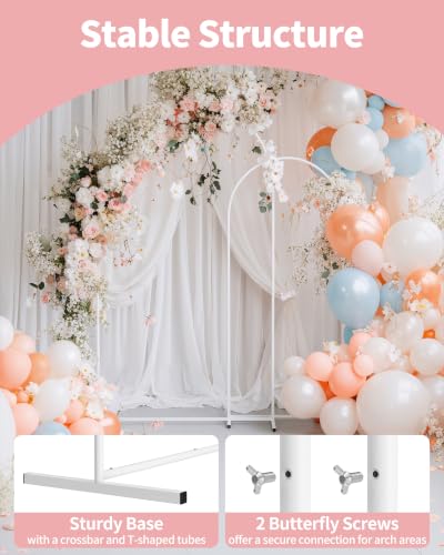 Pureegg Metal Arch Backdrop Stand Set - Set of 2 (7.2ft/6.0ft), White Wedding Stand with Stable Base, Elegant Backdrop Cover for Party, Birthday, Baby Shower, Graduation, Easy to Assemble - color: White, size: 7.2FT, 6.0FT