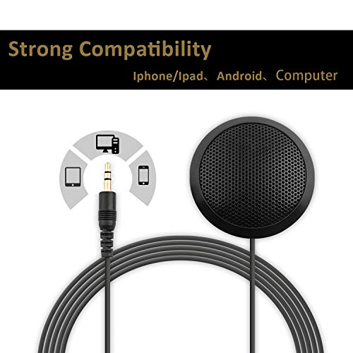 Conference Microphone 3.5mm Desktop Computer Mic for Computer Desktop and Laptop 360° Omnidirectional Condenser Mic for Online Meeting/Class, Skype, Recording, Chatting, Gaming