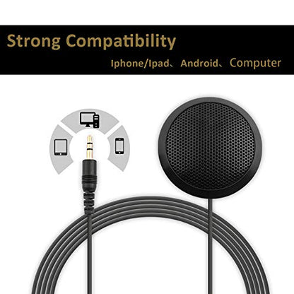 Conference Microphone 3.5mm Desktop Computer Mic for Computer Desktop and Laptop 360° Omnidirectional Condenser Mic for Online Meeting/Class, Skype, Recording, Chatting, Gaming